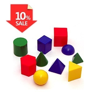 [EDUC 30801] 미니 입체도형 10종 세트 1’’ 10 shape 3D geo solids set (4색, 40개)