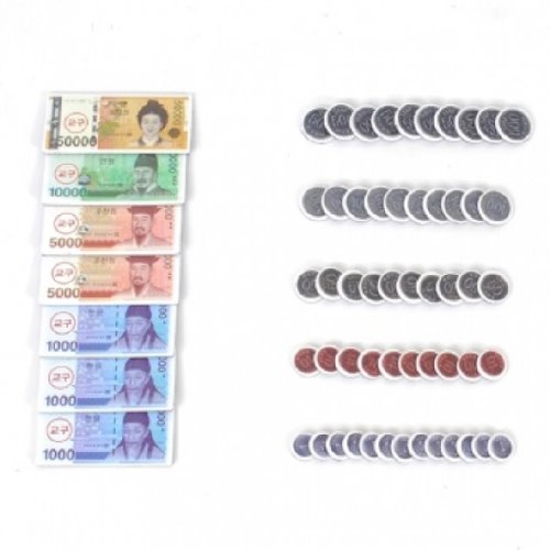 돈모형 학생용 60P 자석 모형지폐  동전세트 개인용