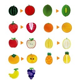 청양토이 교육자료 과일모형 10종 / 속이보여요 과일겉과속 모형 과일류모형 펠트자료 과일